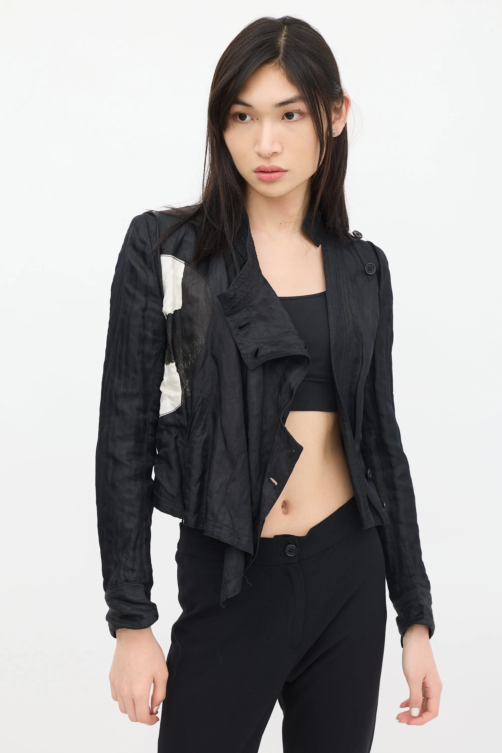 Black & White Silk Abstract Jacket