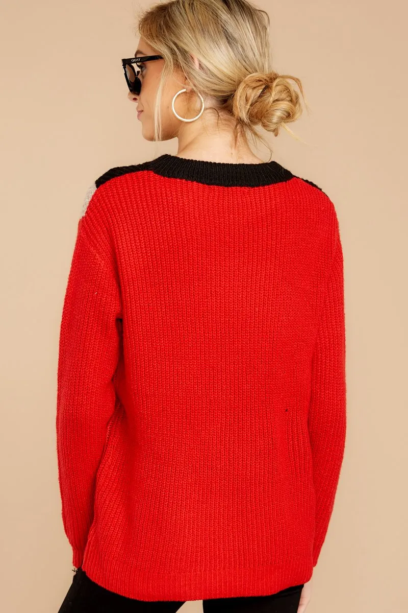 Catching Love Red Chevron Sweater