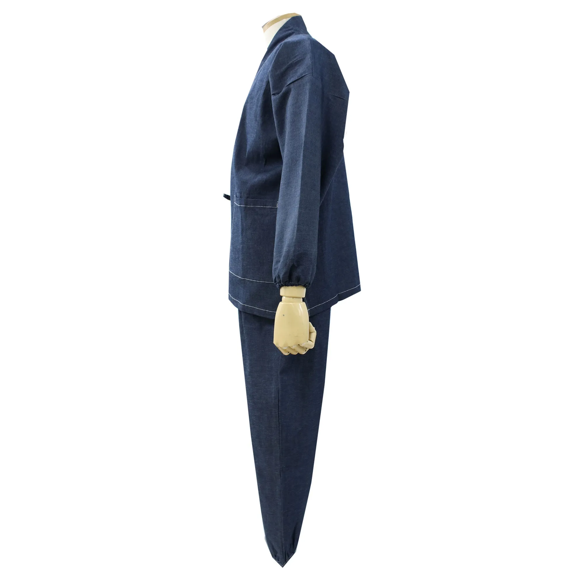 Denim Samue Jacket and Pants, Japanese Kimono Longewear/Pajama