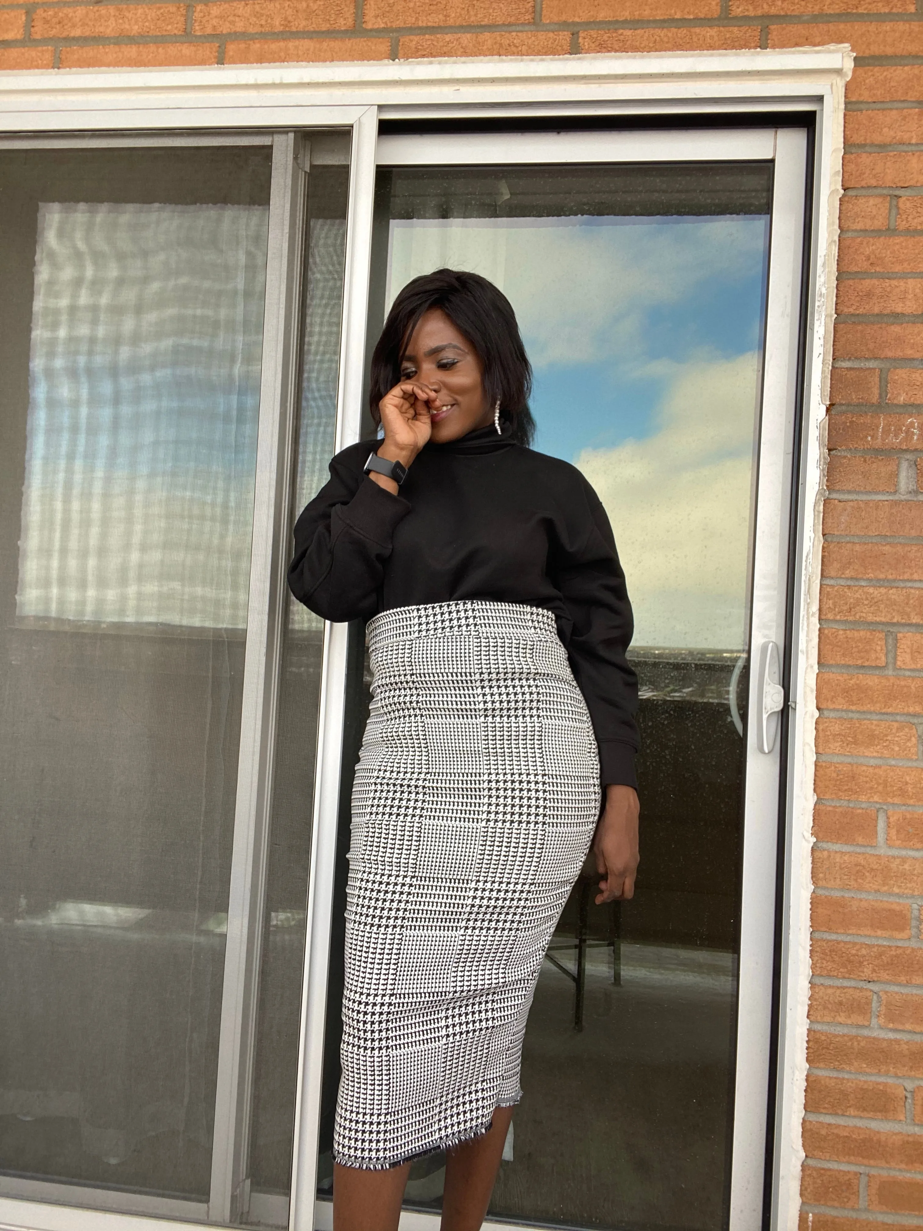 Florence Chekered print Midi pencil skirt