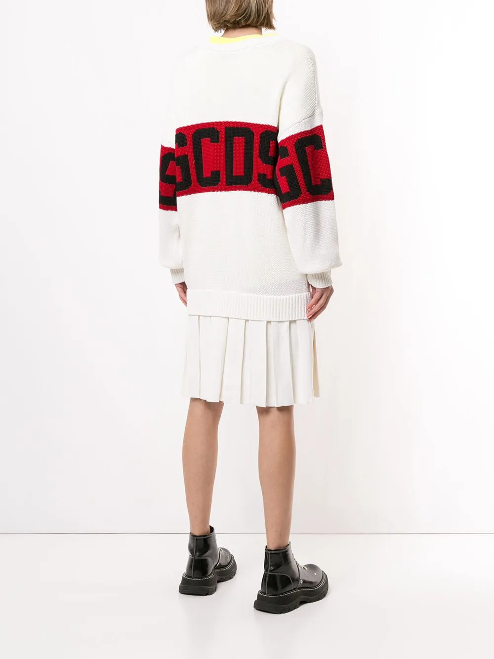 GCDS Woman Logo Sweater Cardigan Dress White