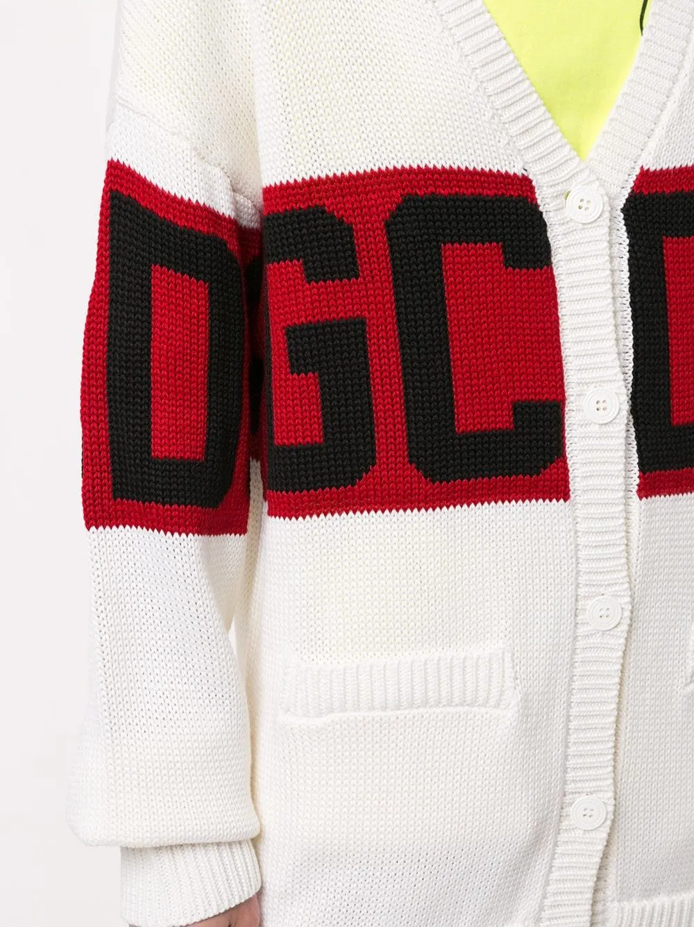 GCDS Woman Logo Sweater Cardigan Dress White