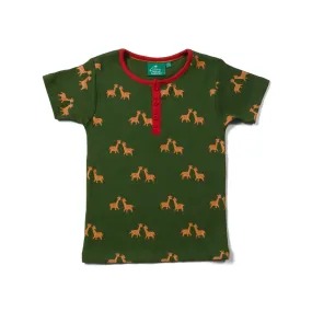 Giraffe Days | Short Sleeve Henley Baby Top | GOTS Organic Cotton