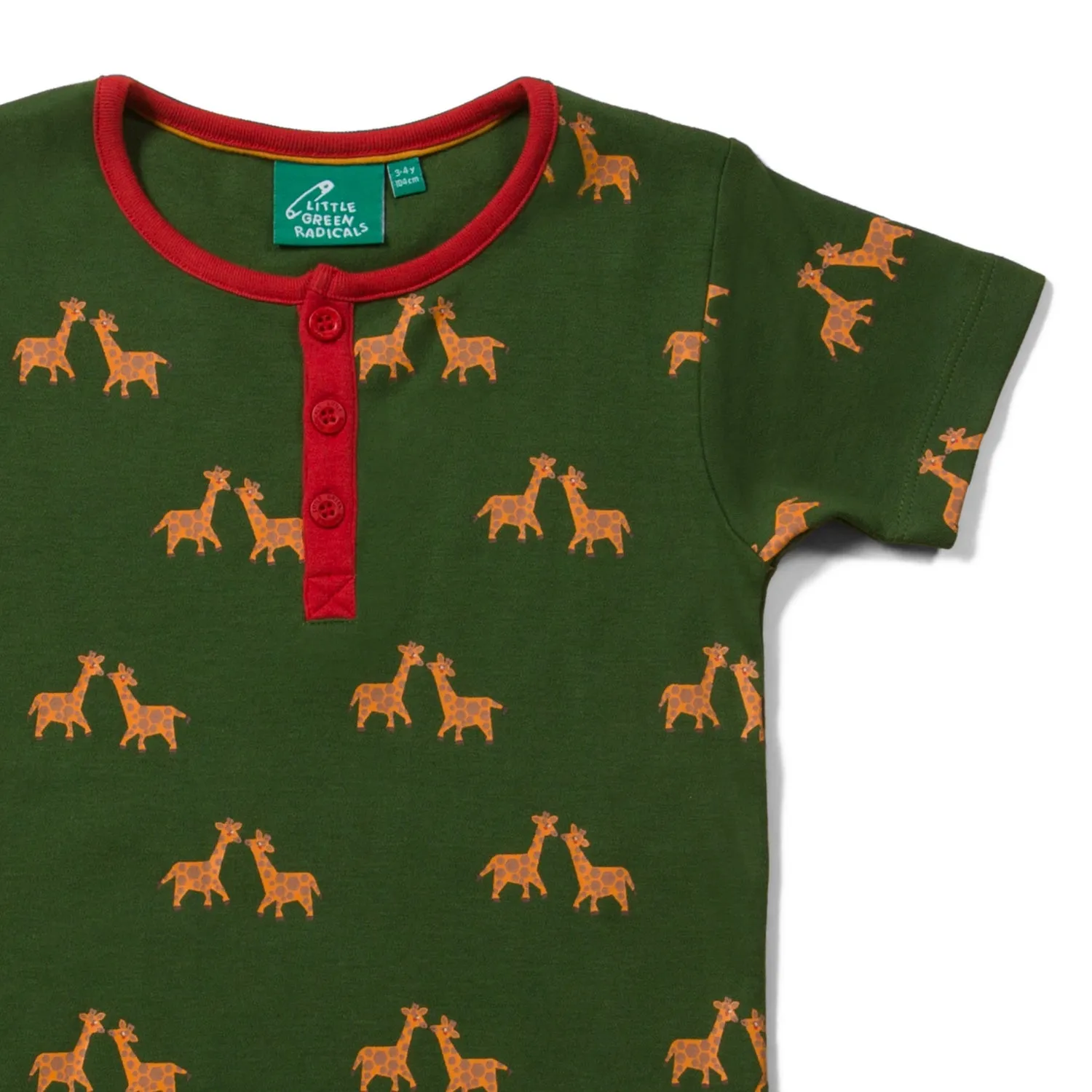 Giraffe Days | Short Sleeve Henley Baby Top | GOTS Organic Cotton