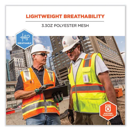 Glowear 8246z Class 2 Two-tone Mesh Reflective Binding Zipper Vest, Polyester, Small/med, Orange, Ships In 1-3 Business Days