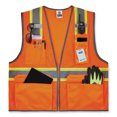 Glowear 8246z Class 2 Two-tone Mesh Reflective Binding Zipper Vest, Polyester, Small/med, Orange, Ships In 1-3 Business Days