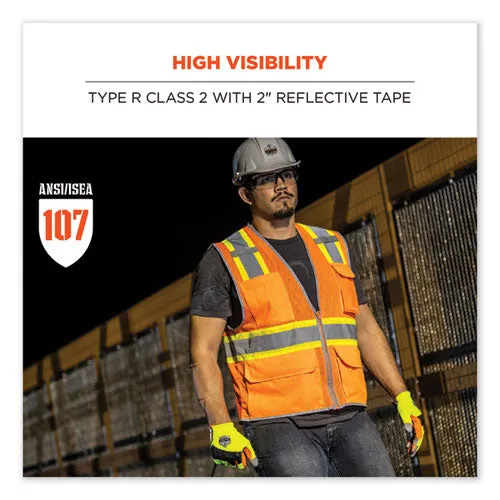 Glowear 8246z Class 2 Two-tone Mesh Reflective Binding Zipper Vest, Polyester, Small/med, Orange, Ships In 1-3 Business Days