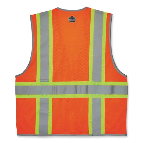 Glowear 8246z Class 2 Two-tone Mesh Reflective Binding Zipper Vest, Polyester, Small/med, Orange, Ships In 1-3 Business Days