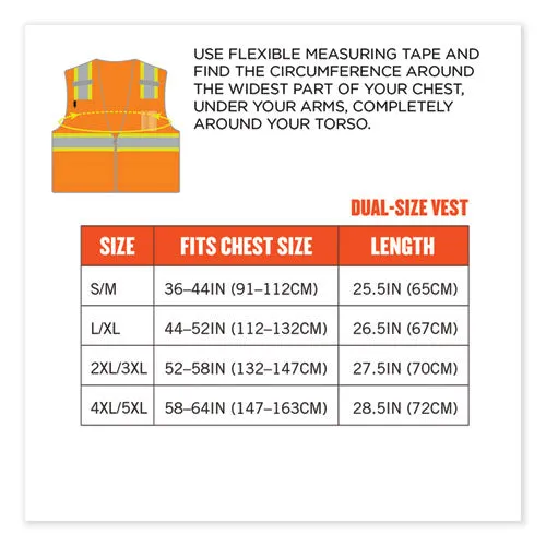 Glowear 8246z Class 2 Two-tone Mesh Reflective Binding Zipper Vest, Polyester, Small/med, Orange, Ships In 1-3 Business Days