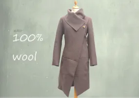 Lange wollen vest-jas van gekookte wol / jacket made of boiled wool