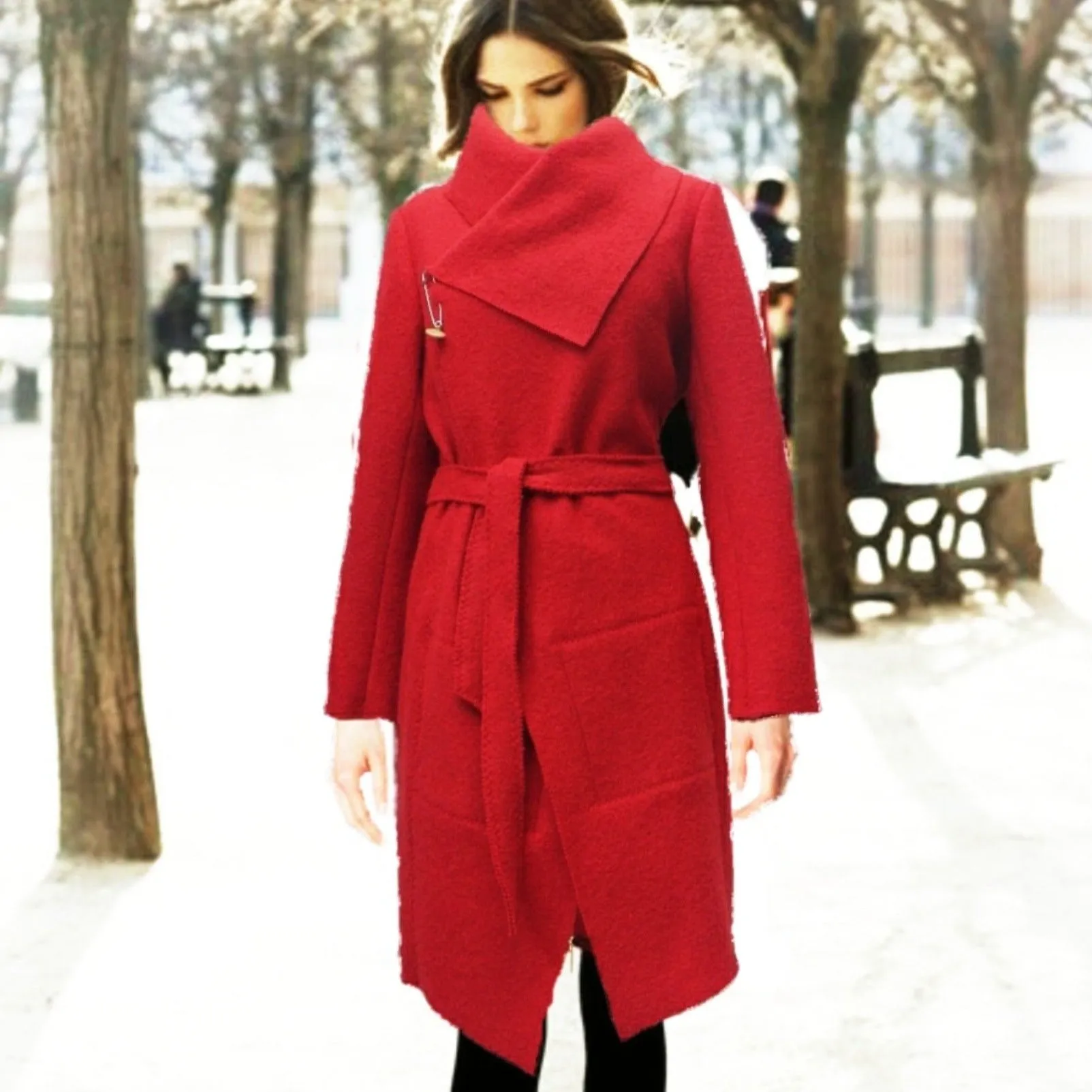 Lange wollen vest-jas van gekookte wol / jacket made of boiled wool