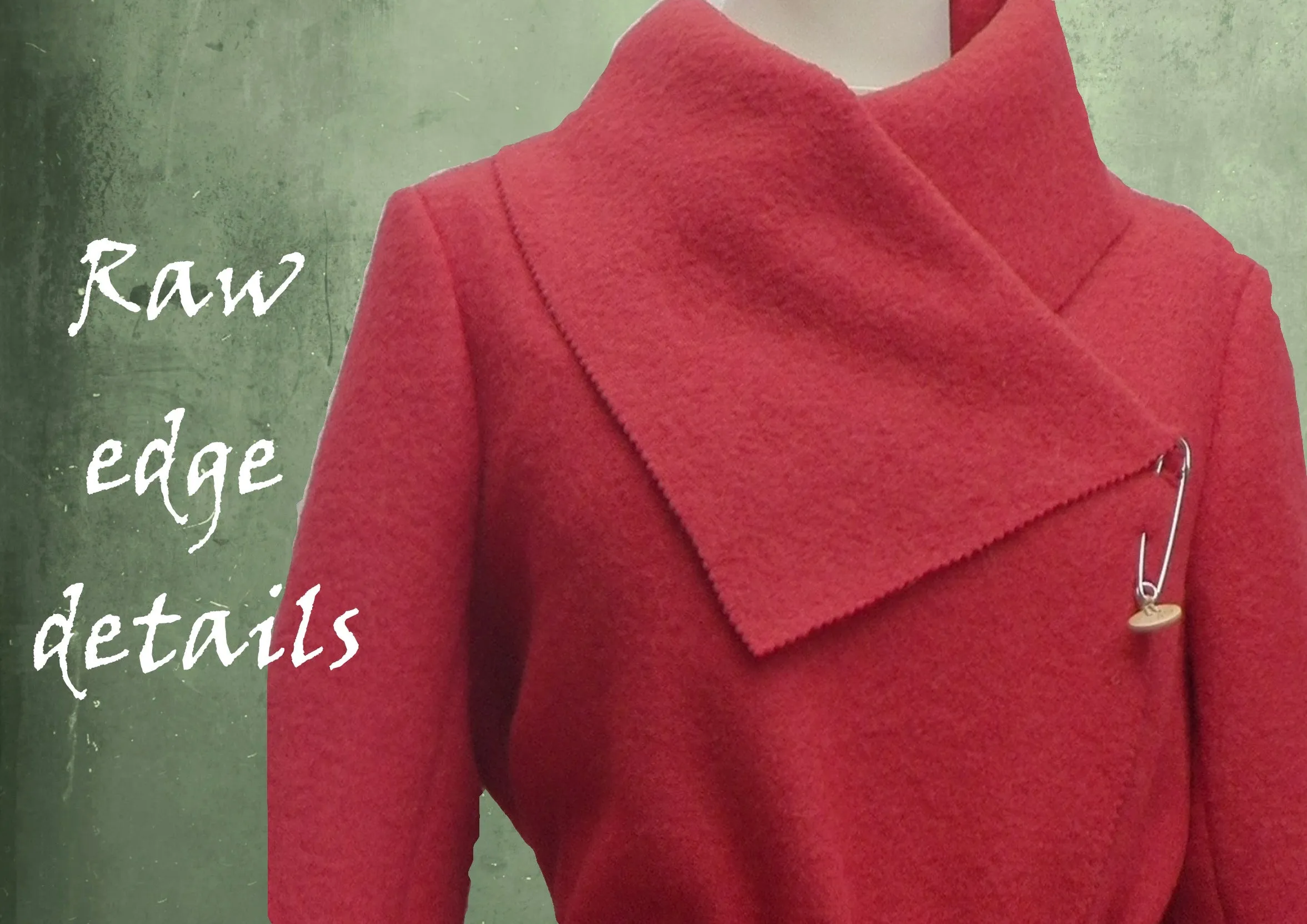 Lange wollen vest-jas van gekookte wol / jacket made of boiled wool