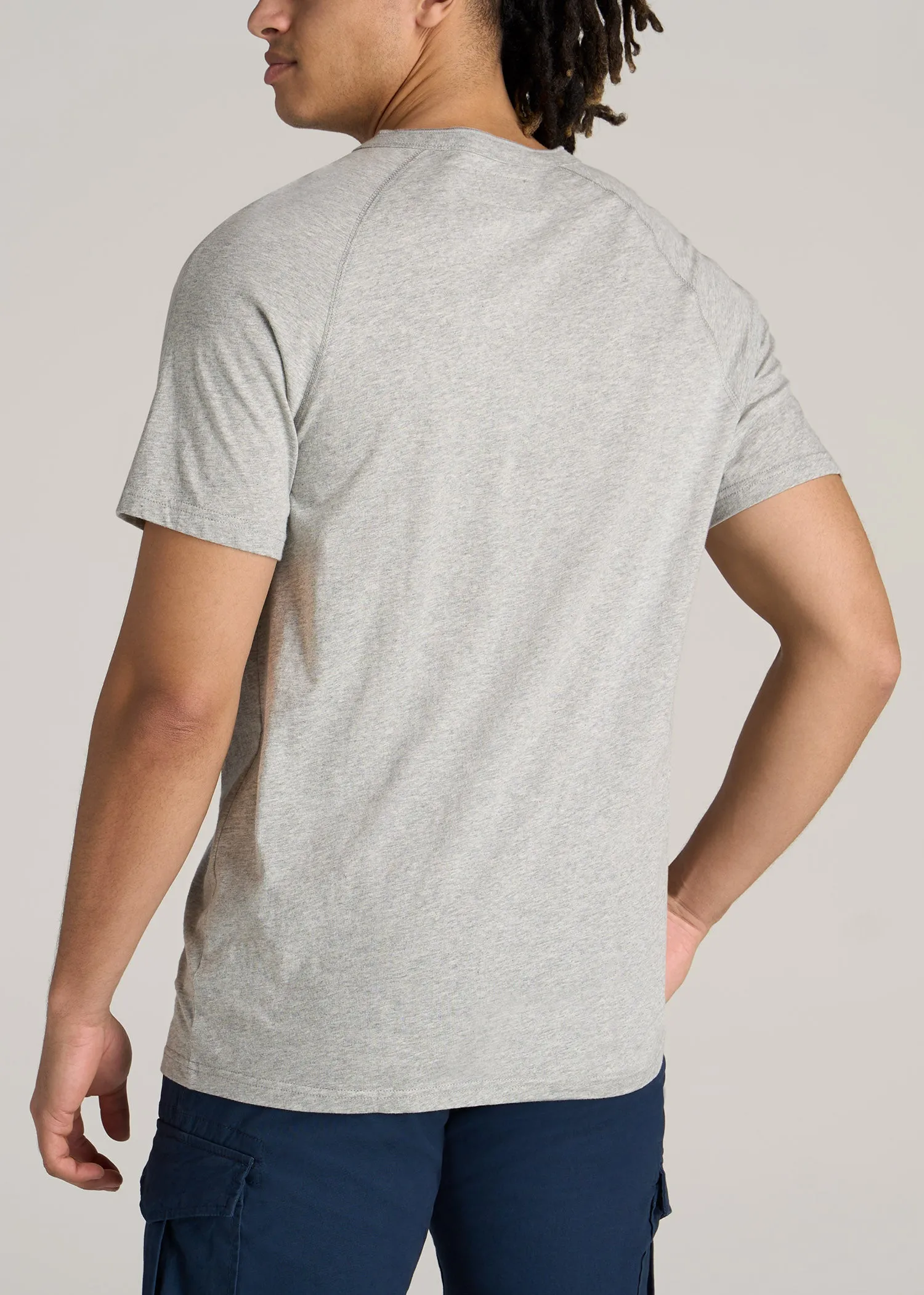 LJ&S REGULAR-FIT Jersey Henley Tee for Tall Men in Heathered Grey