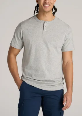 LJ&S REGULAR-FIT Jersey Henley Tee for Tall Men in Heathered Grey