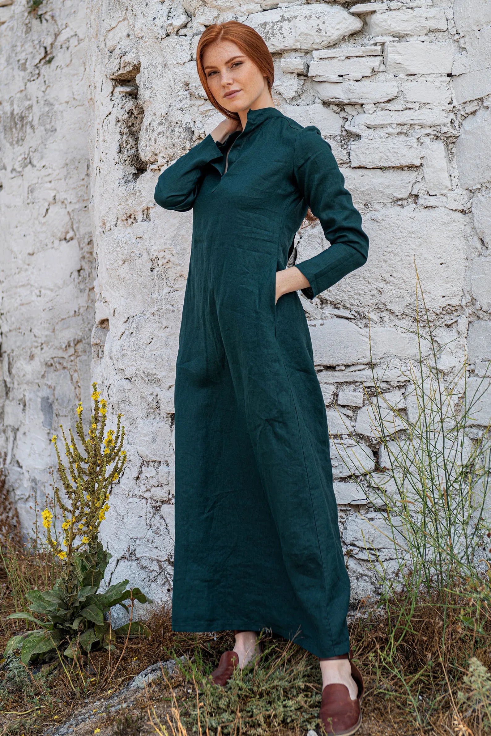 Maxi Linen Shirt Dress