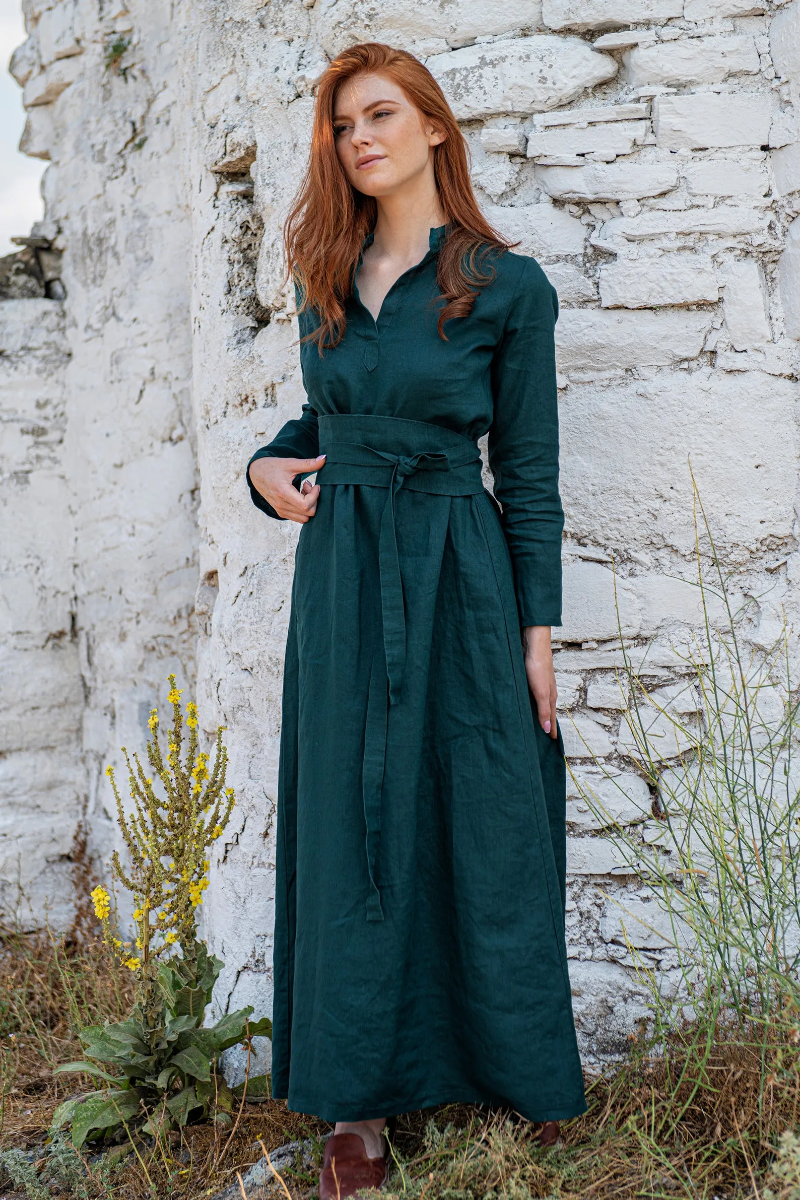 Maxi Linen Shirt Dress