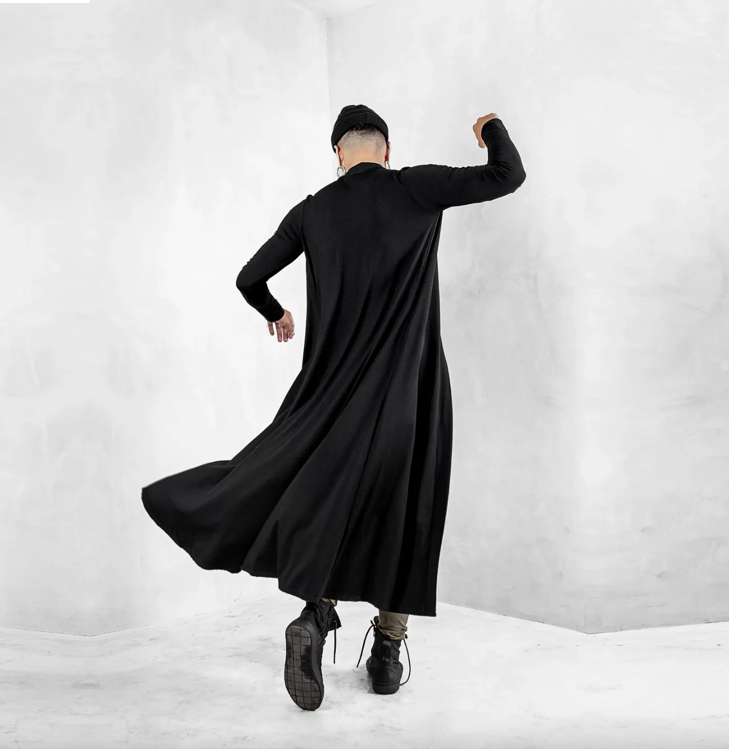 Men's Cardigan Festival Party Outfits Black Blazer Gothic Burning Man Long Sleeves Cardigan Kimono
