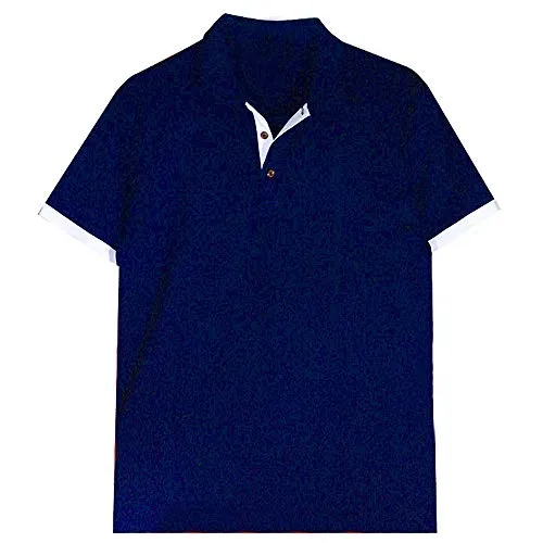 ONCEGALA Men's Cotton Basic Slim Fit Short Sleeve Collared Polo Shirts(Navy,S)