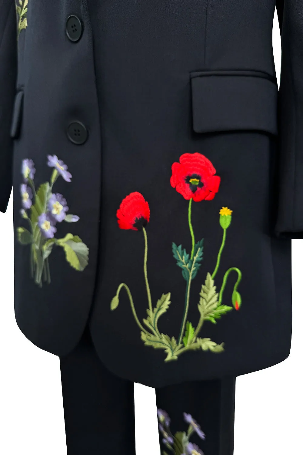 Prettiest Resort 2016 Stella McCartney Look 8 Crisply Tailored Jacket & Pant Suit w Floral Embroidery