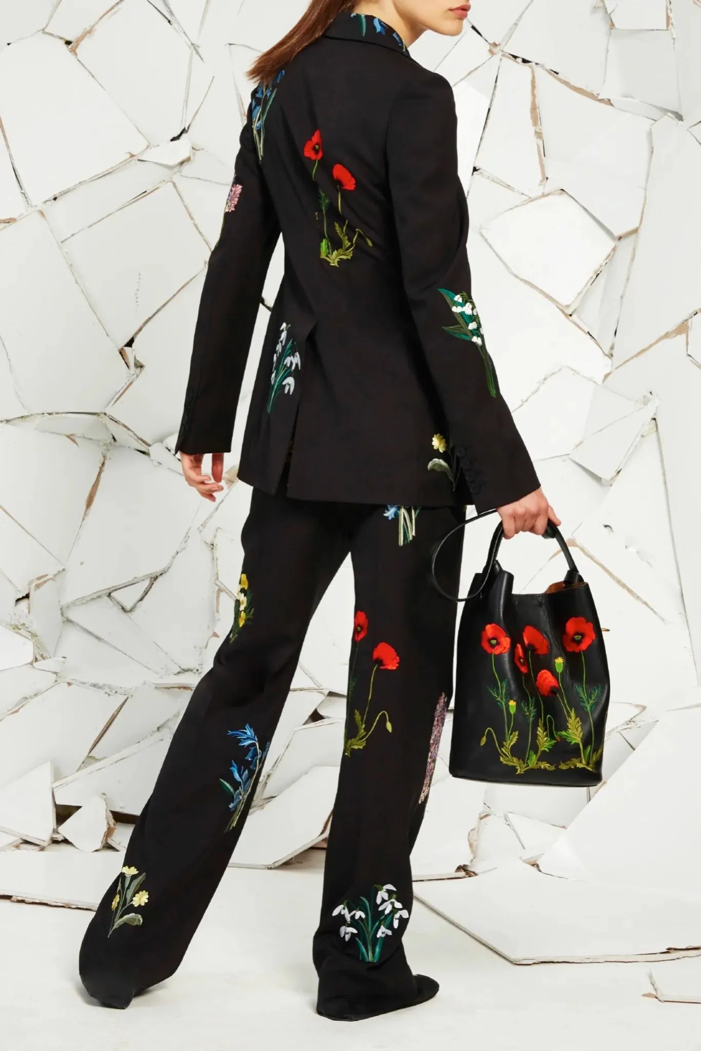 Prettiest Resort 2016 Stella McCartney Look 8 Crisply Tailored Jacket & Pant Suit w Floral Embroidery