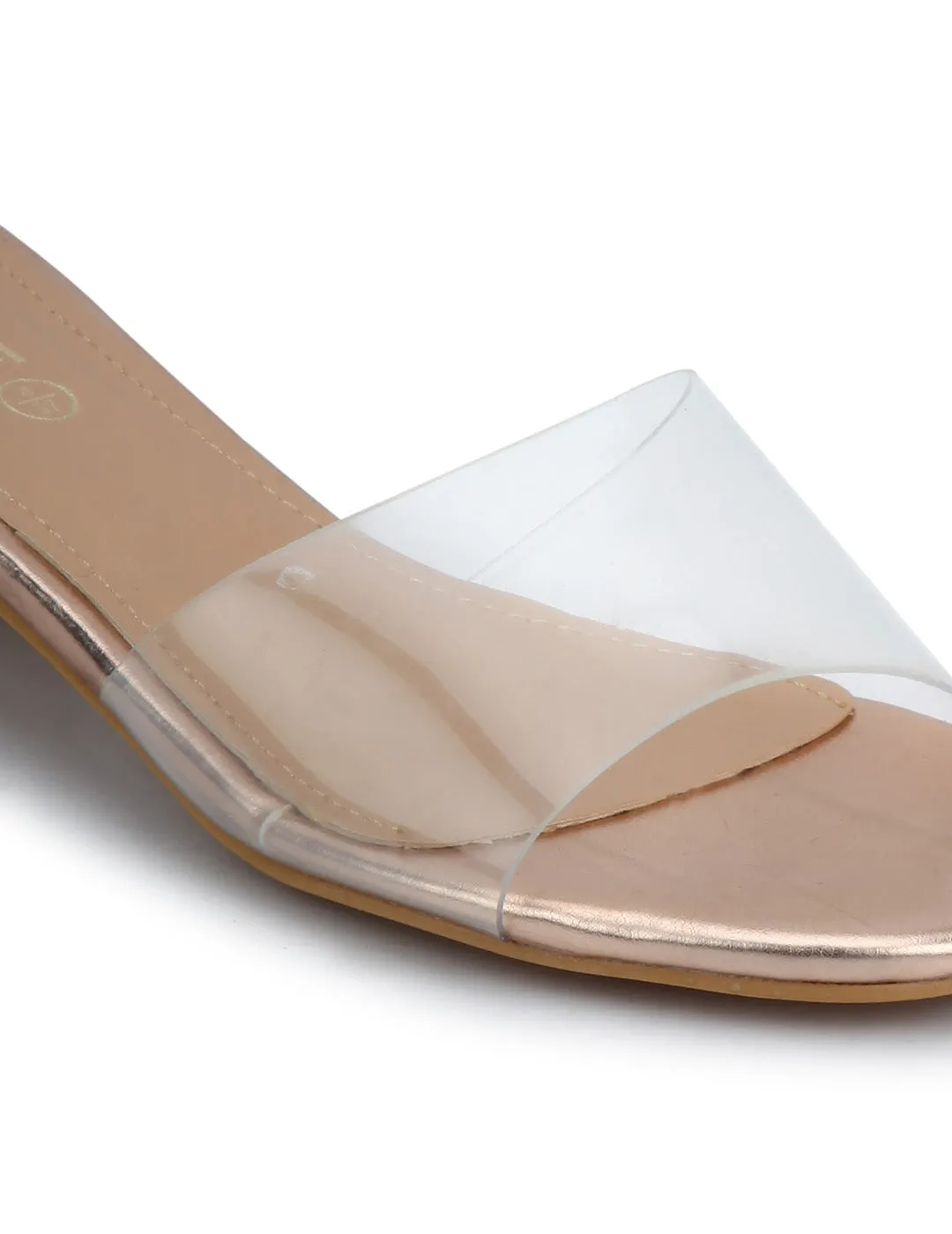 Rosegold Perspex Slip-on Sandals