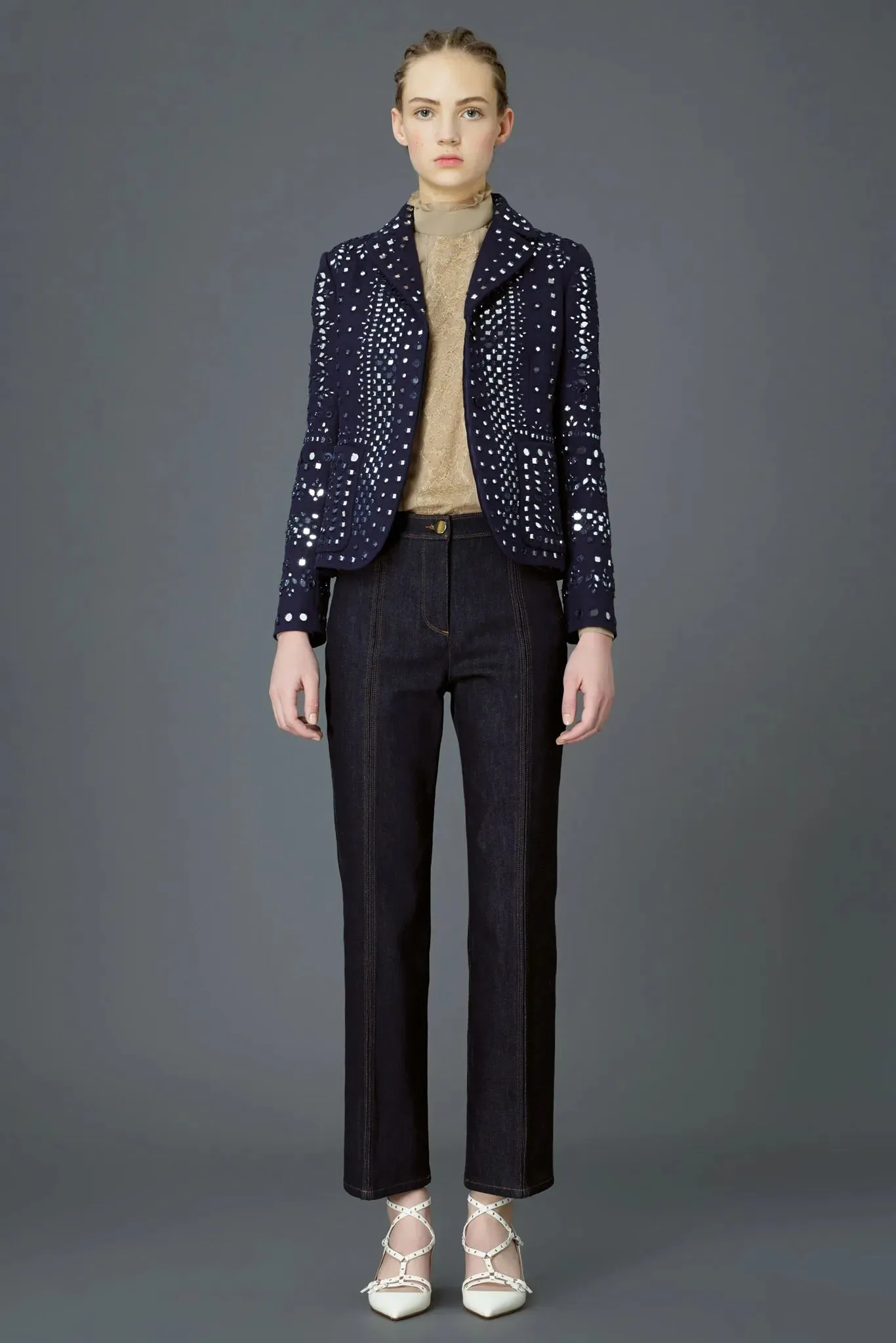 Runway Pre-Fall 2015 Valentino by Maria Grazia Chiuri & Pierpaolo Piccioli Blue Mirror Jacket