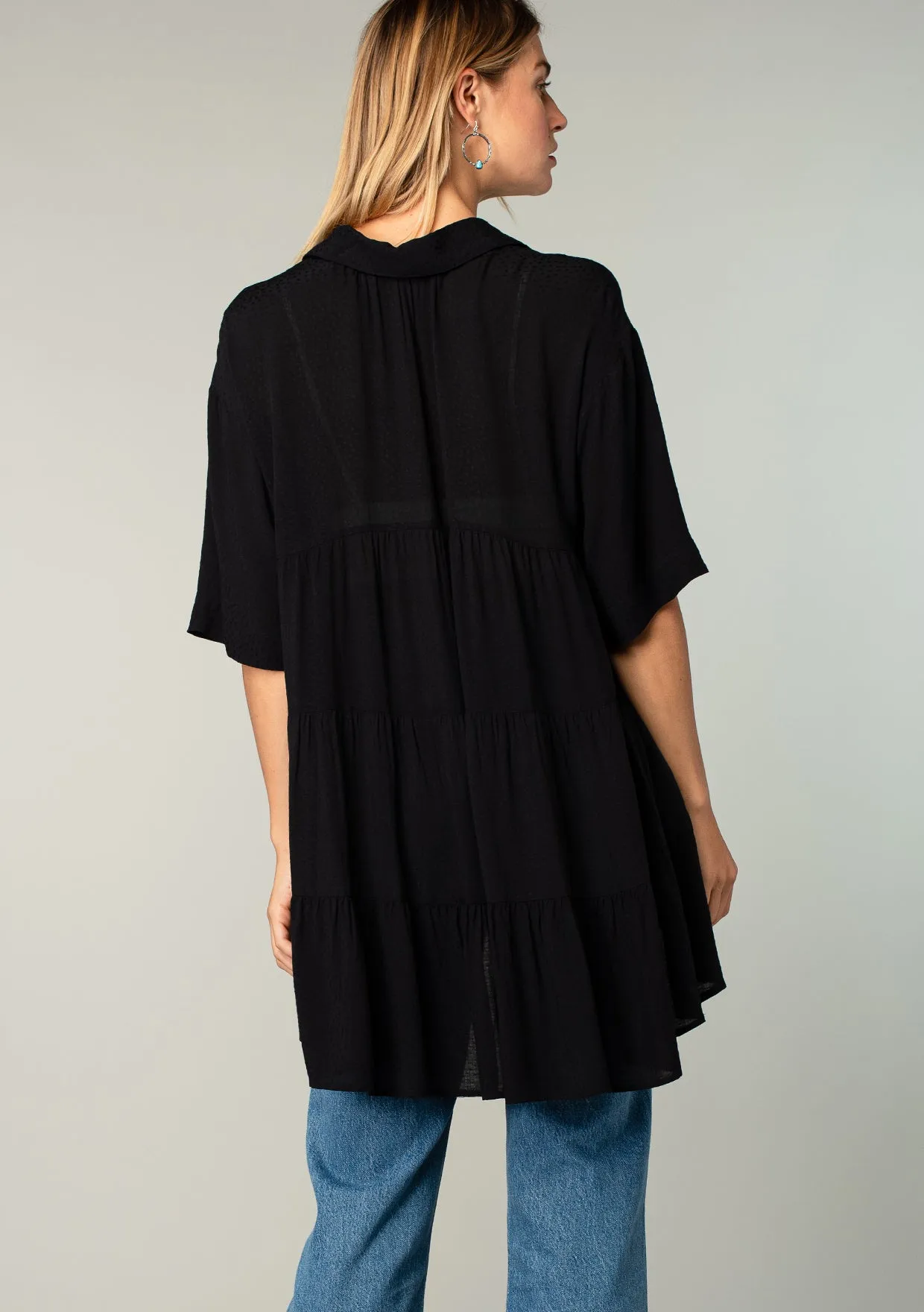 Sheer Bohemian Dot Textured Tunic Top
