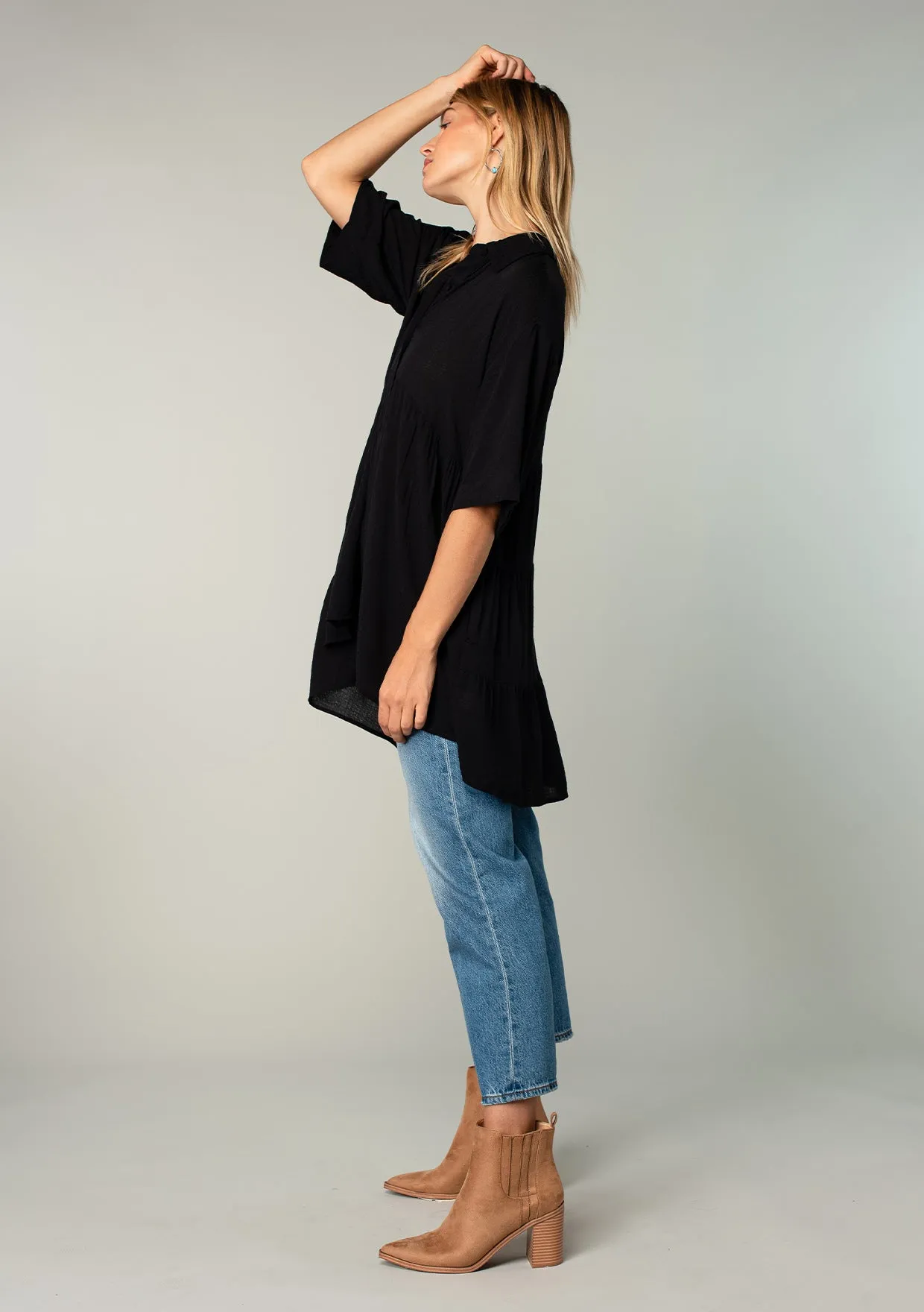 Sheer Bohemian Dot Textured Tunic Top