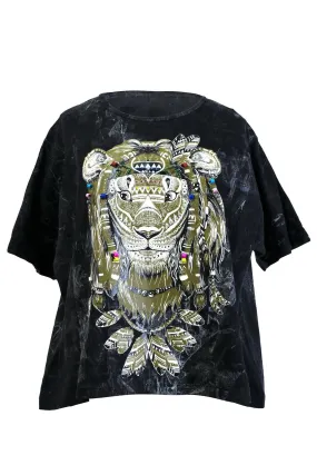 T-Shirt Animal Printed Embroidery Dye cotton