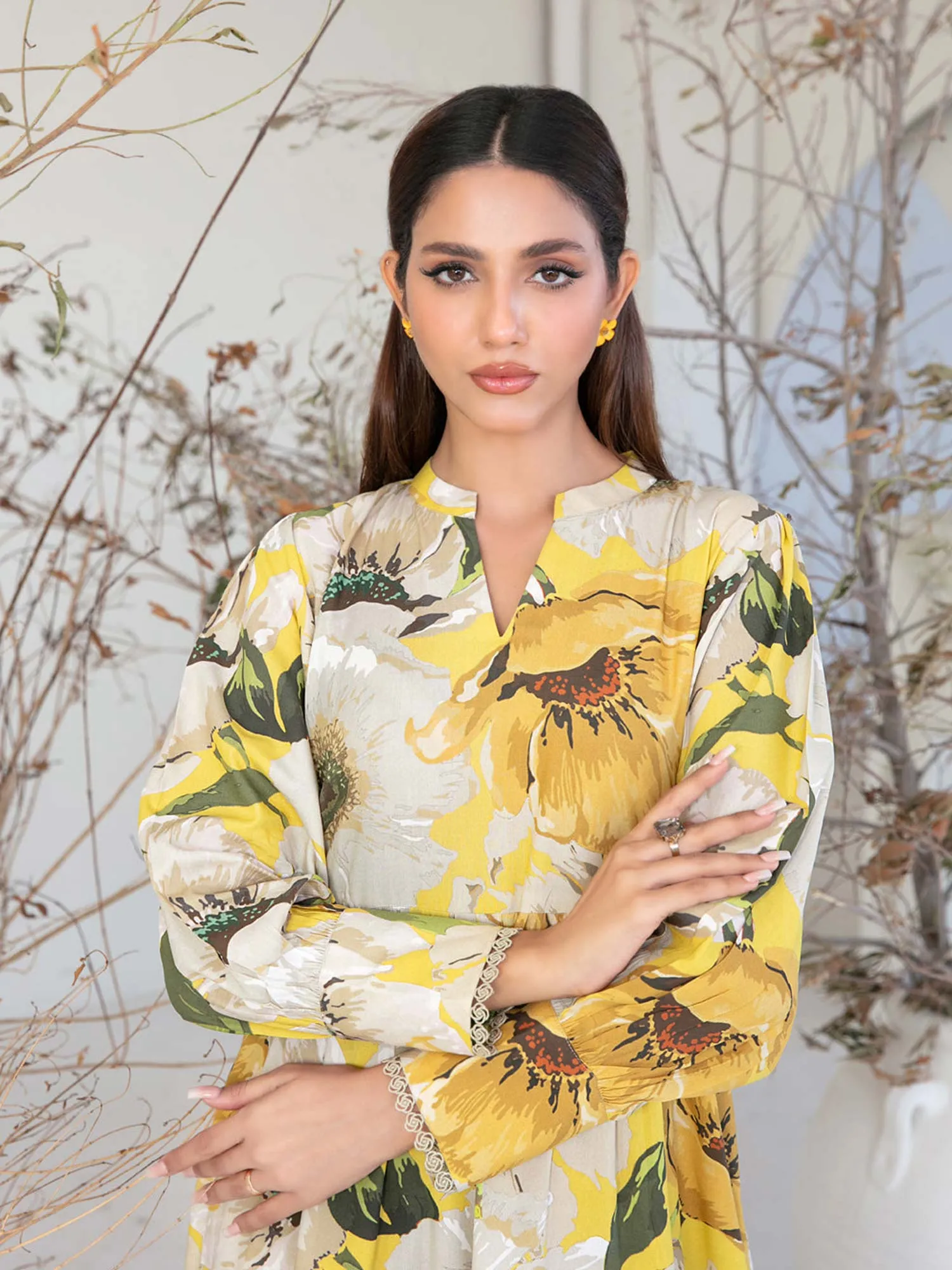 Tawakkal "Ameliana" Casual Staple Linen Maxi Dress (D3958) - Yellow