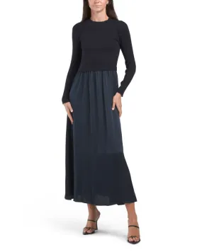 TAYLOR Long Sleeve Pleated Skirt Sweater Maxi Dress