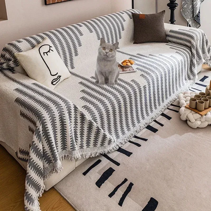 Thicken Chenille Blanket Classic Black Stripe Sofa Blanket Summer Couch Non Slip Blanket Office Nap Shawl Cushion Sofa Covers 담요