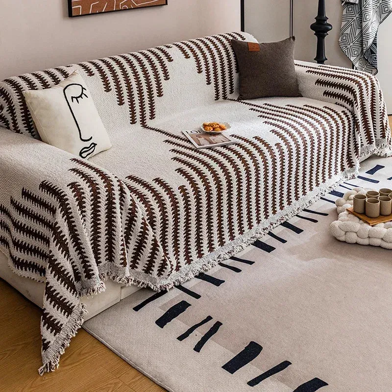 Thicken Chenille Blanket Classic Black Stripe Sofa Blanket Summer Couch Non Slip Blanket Office Nap Shawl Cushion Sofa Covers 담요