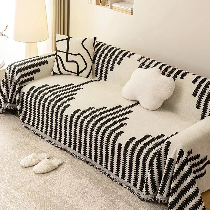 Thicken Chenille Blanket Classic Black Stripe Sofa Blanket Summer Couch Non Slip Blanket Office Nap Shawl Cushion Sofa Covers 담요