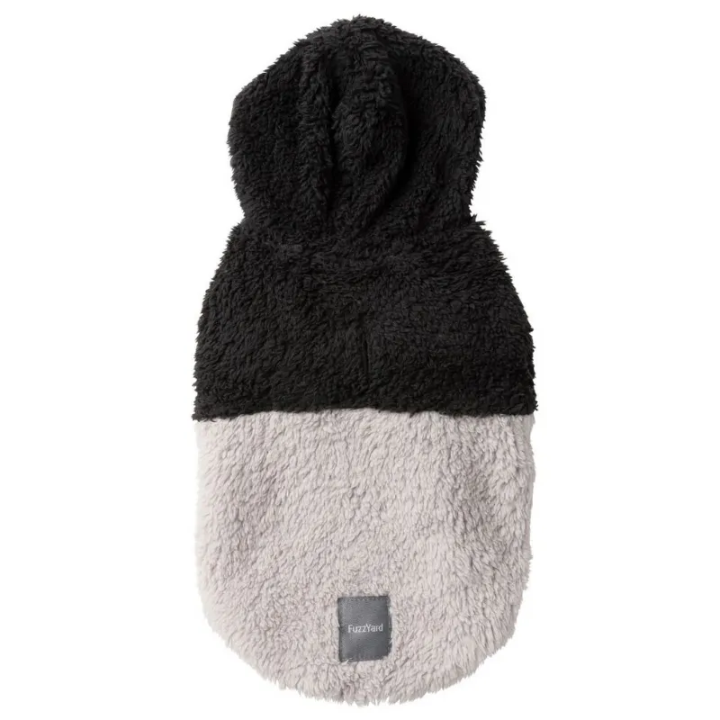 Two-Tone Teddy Hoodie | Black   Grey