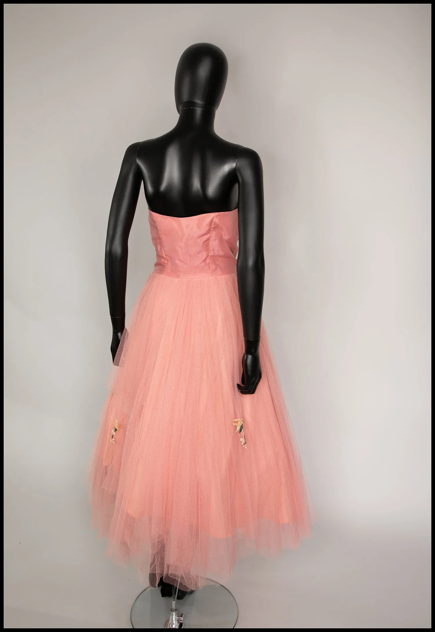 Vintage 1950s Peach Silk Tulle Ballet Dress