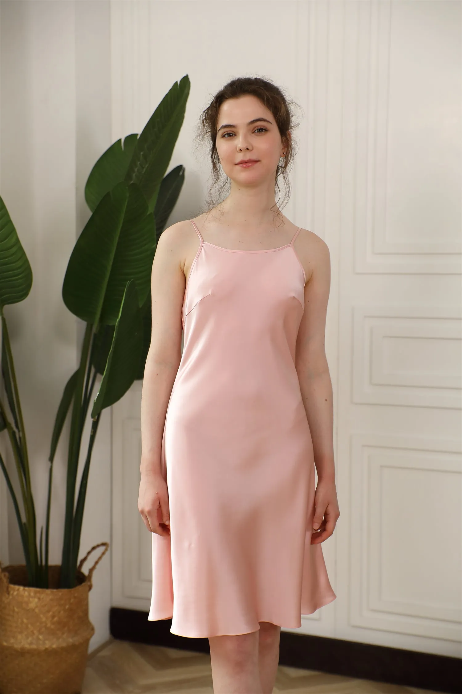 Women Basic Nightgown Silk Silp Dress