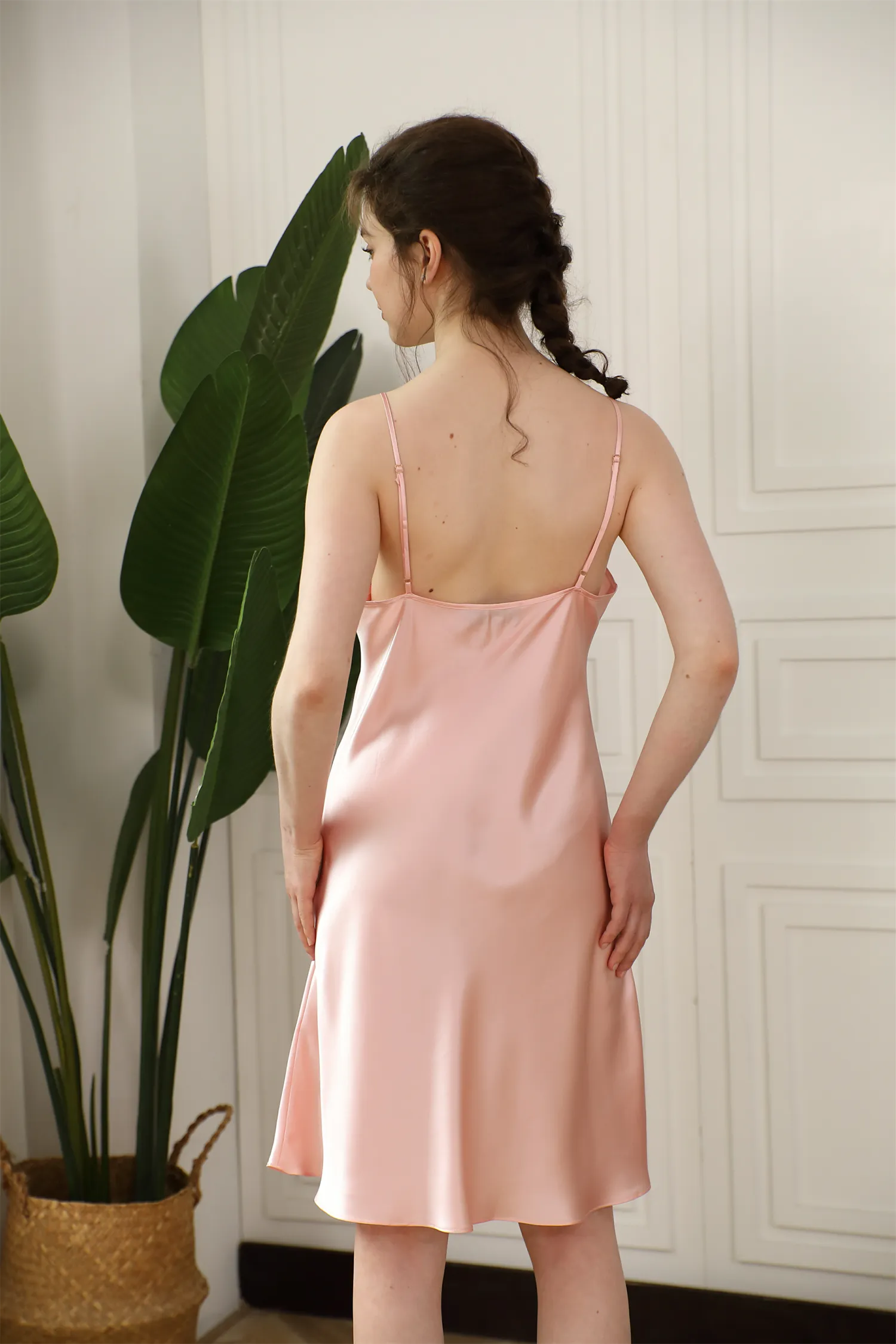Women Basic Nightgown Silk Silp Dress