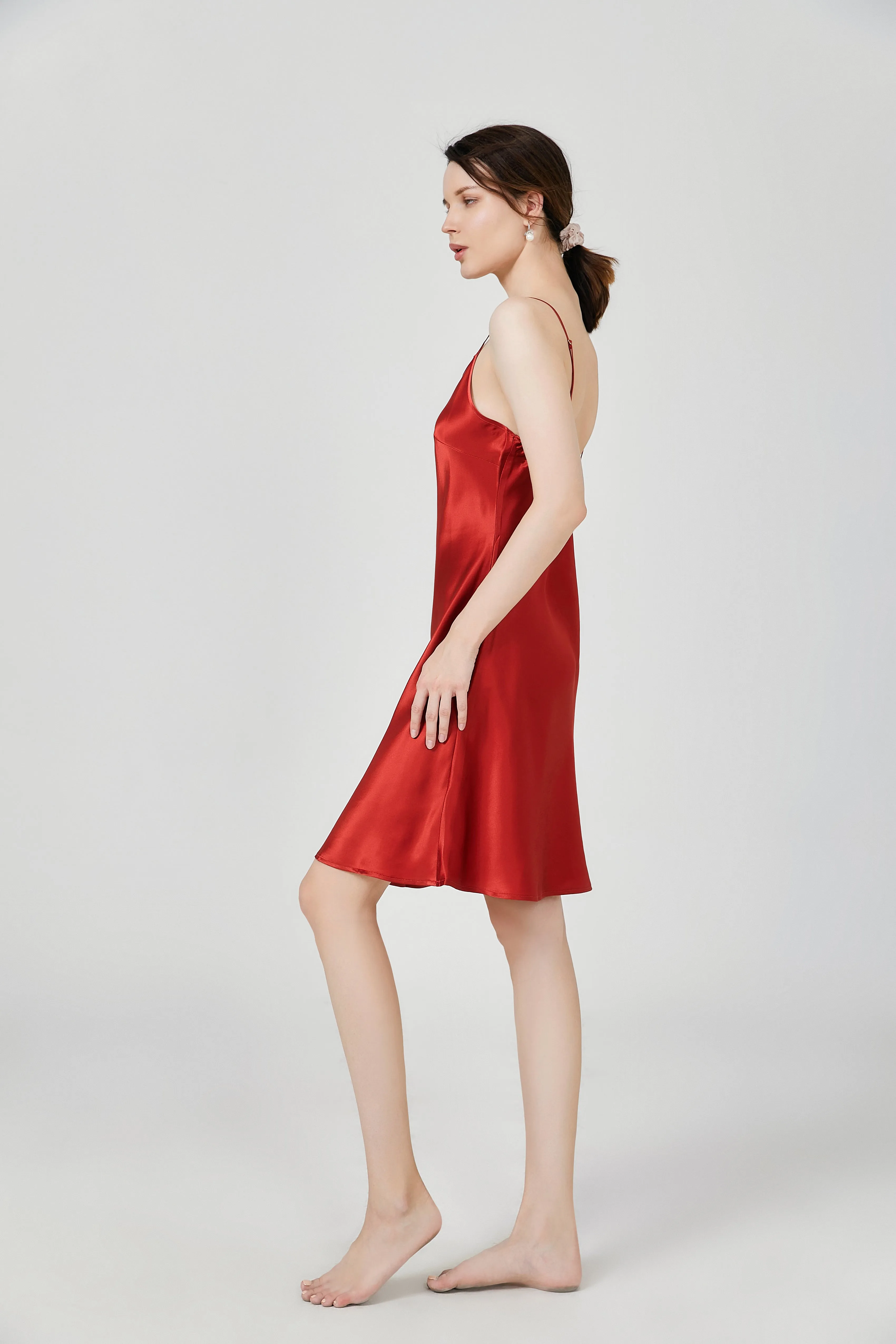 Women Basic Nightgown Silk Silp Dress