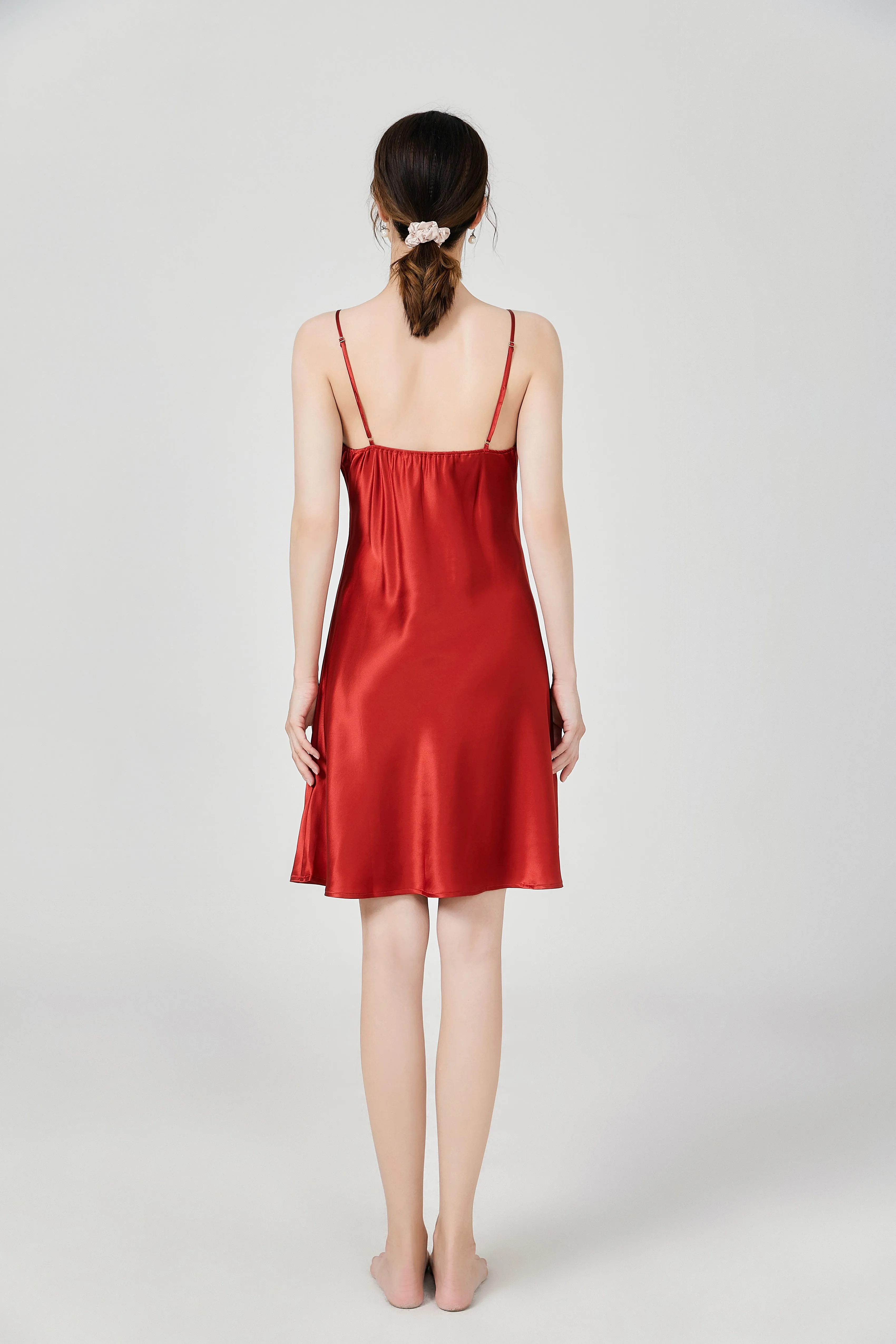 Women Basic Nightgown Silk Silp Dress