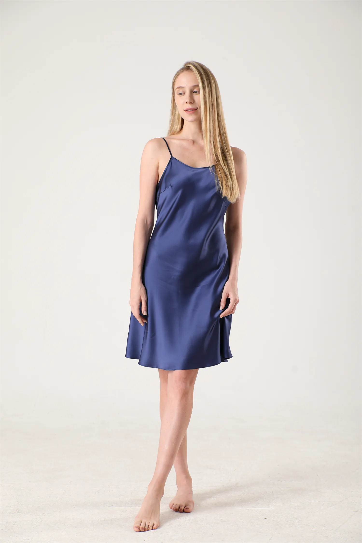 Women Basic Nightgown Silk Silp Dress