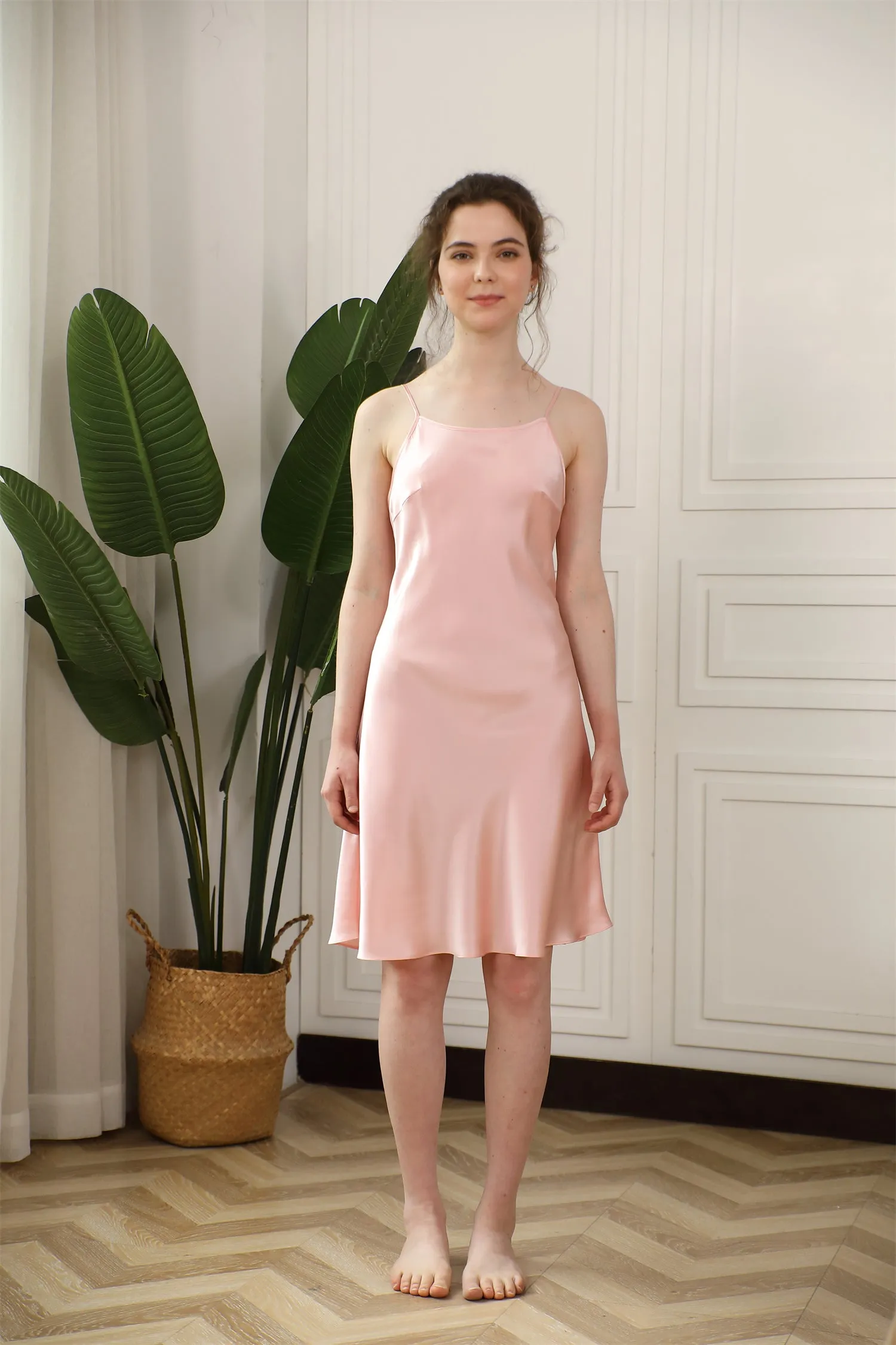 Women Basic Nightgown Silk Silp Dress