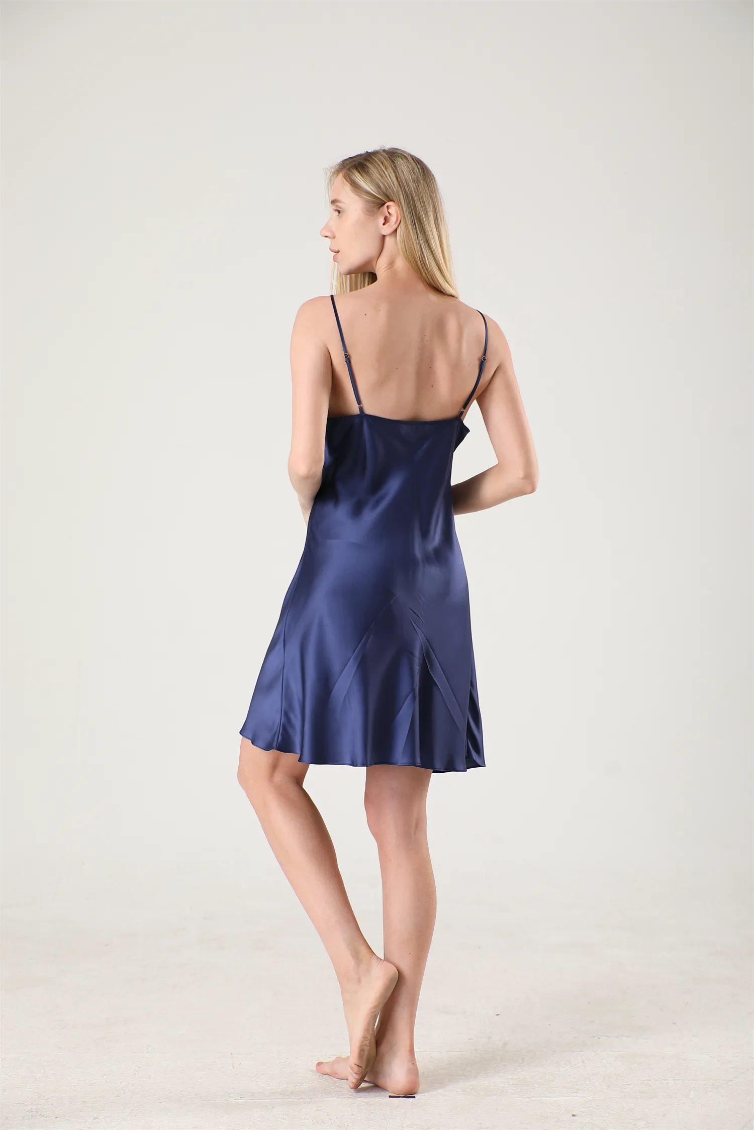 Women Basic Nightgown Silk Silp Dress