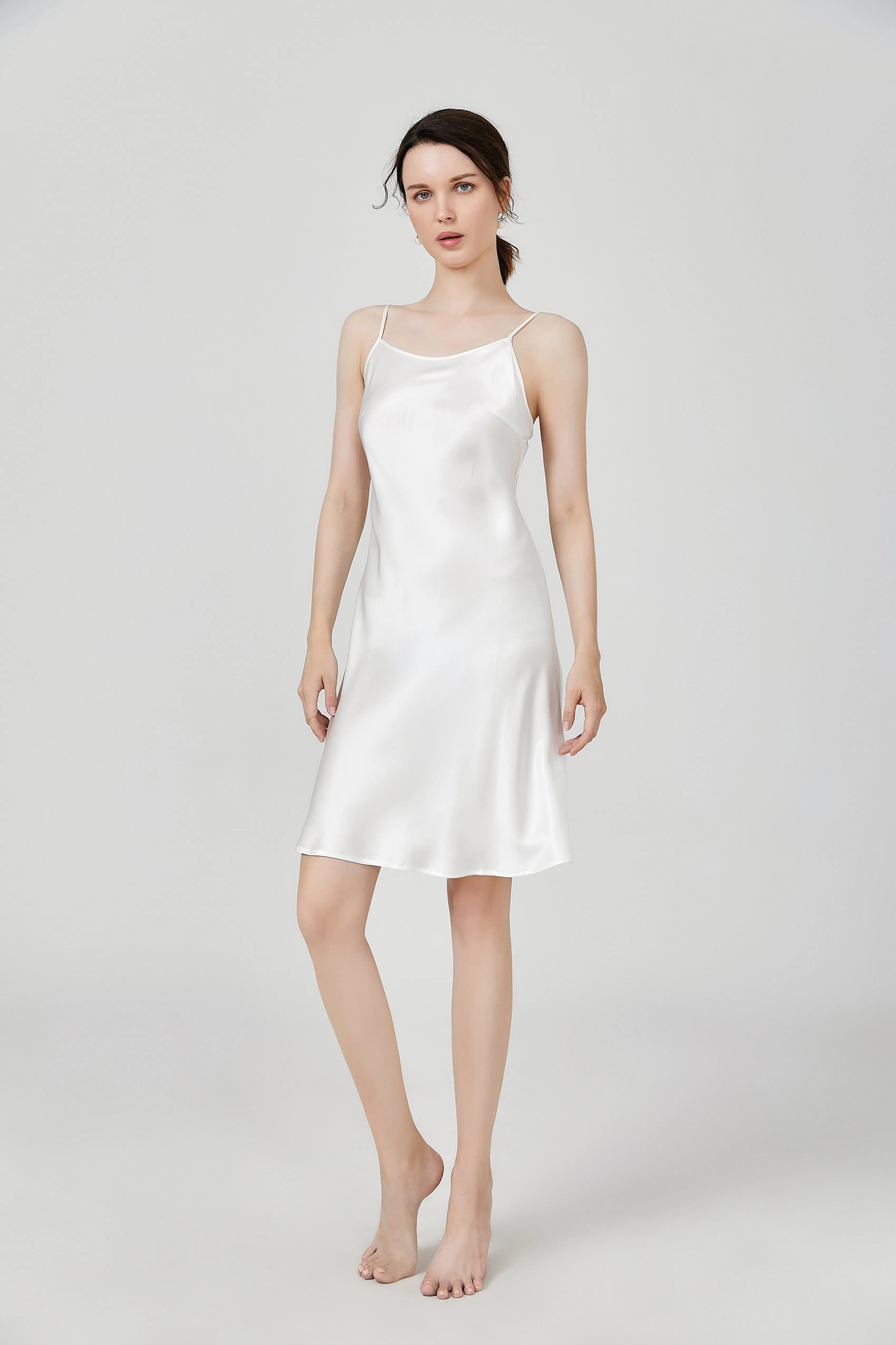 Women Basic Nightgown Silk Silp Dress