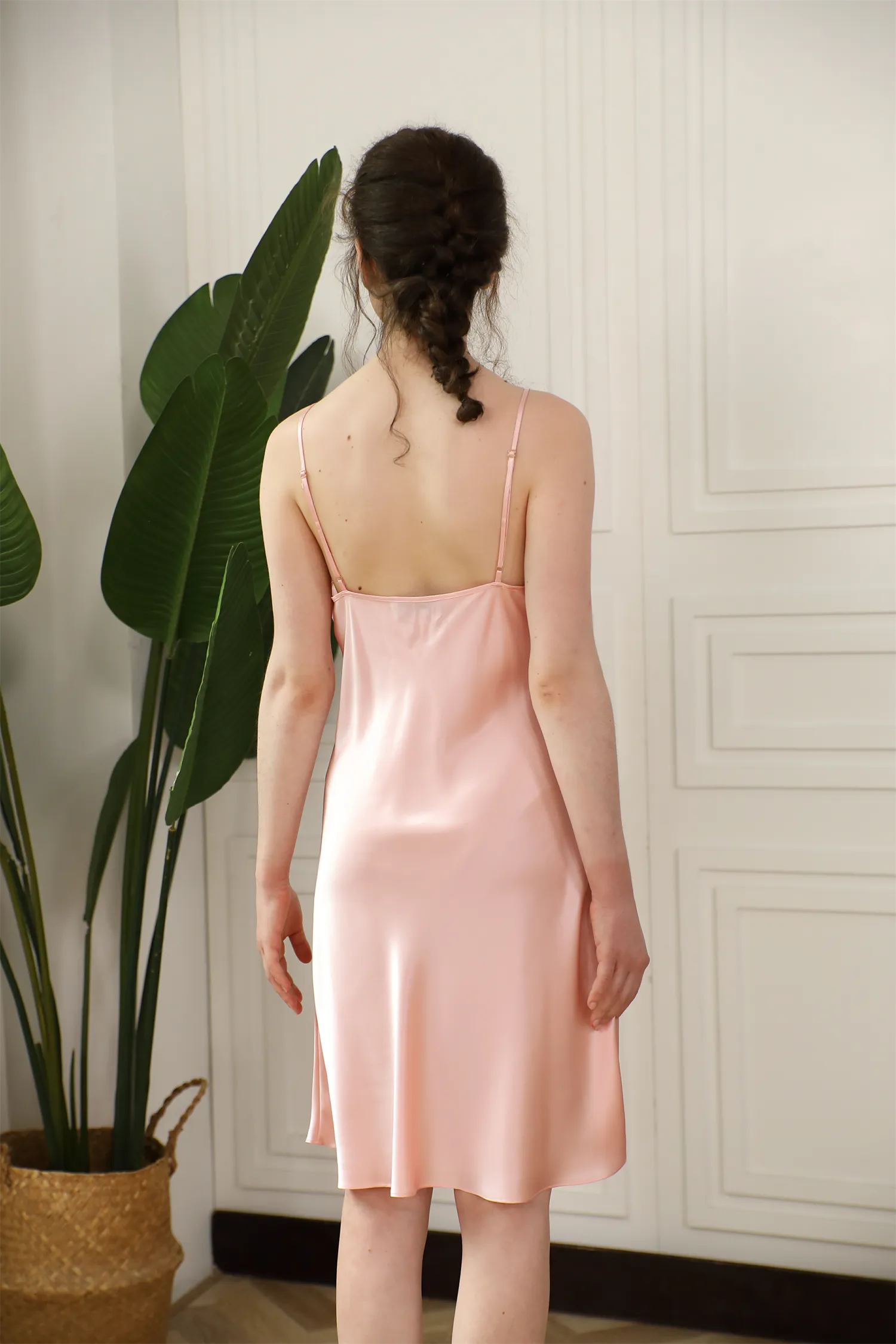 Women Basic Nightgown Silk Silp Dress