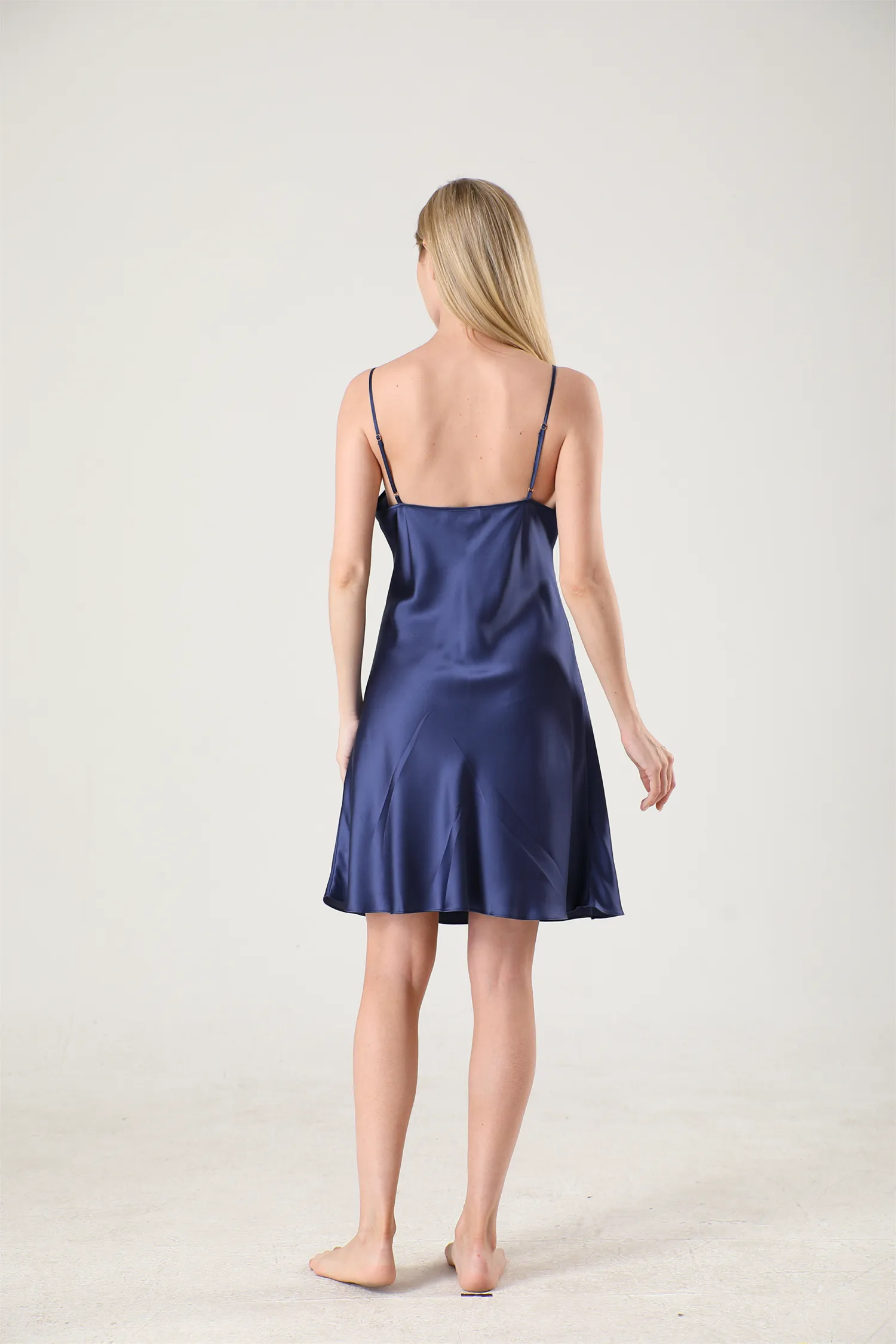Women Basic Nightgown Silk Silp Dress
