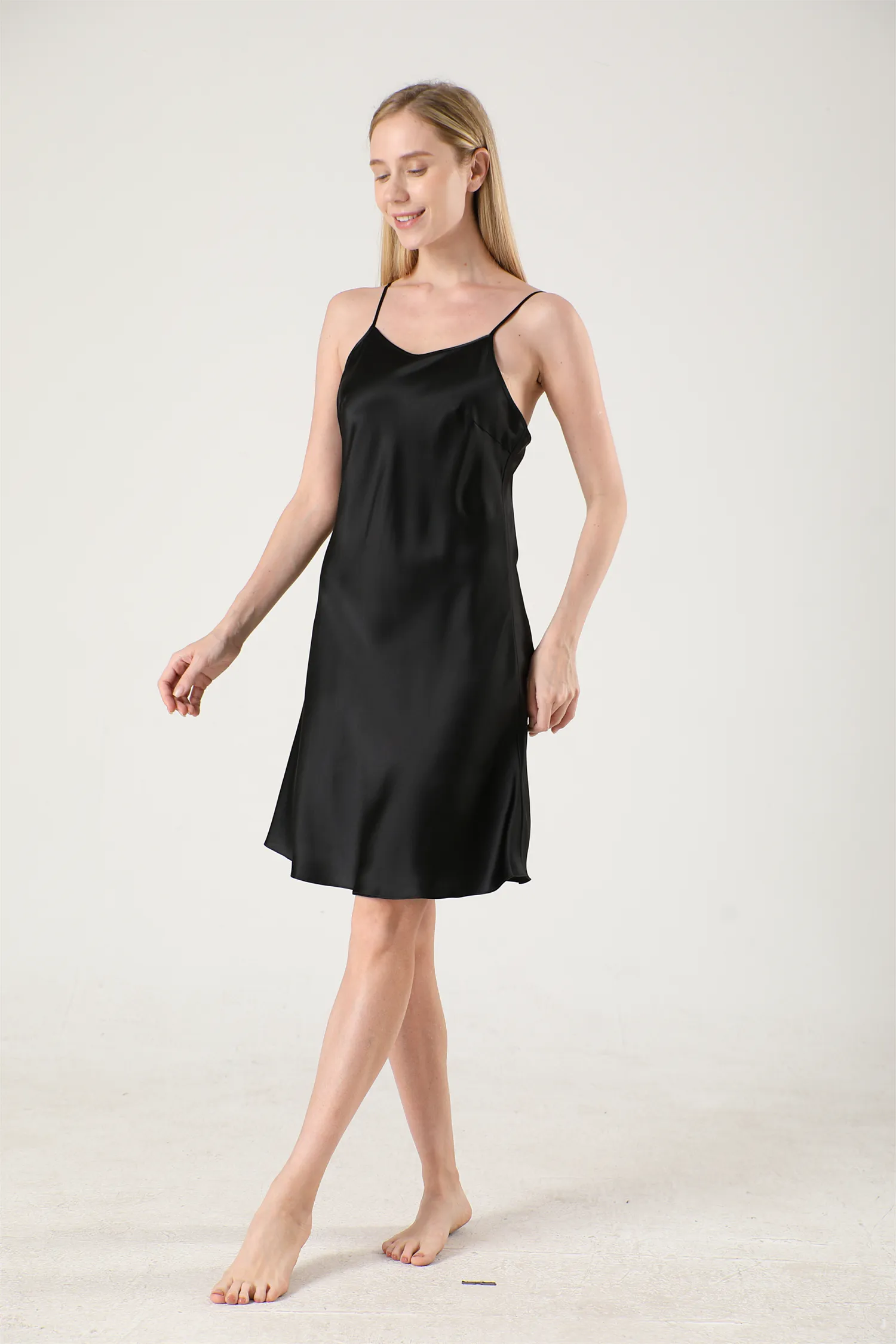 Women Basic Nightgown Silk Silp Dress