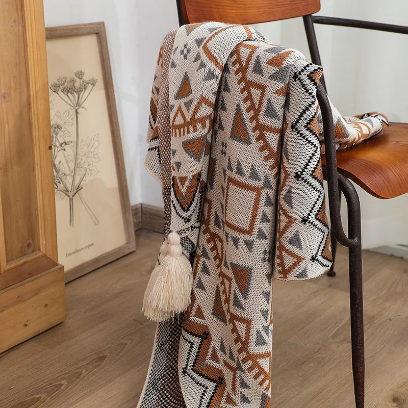 Zella Sofa Blankets Bohemian Style Cotton Knitted Blanket