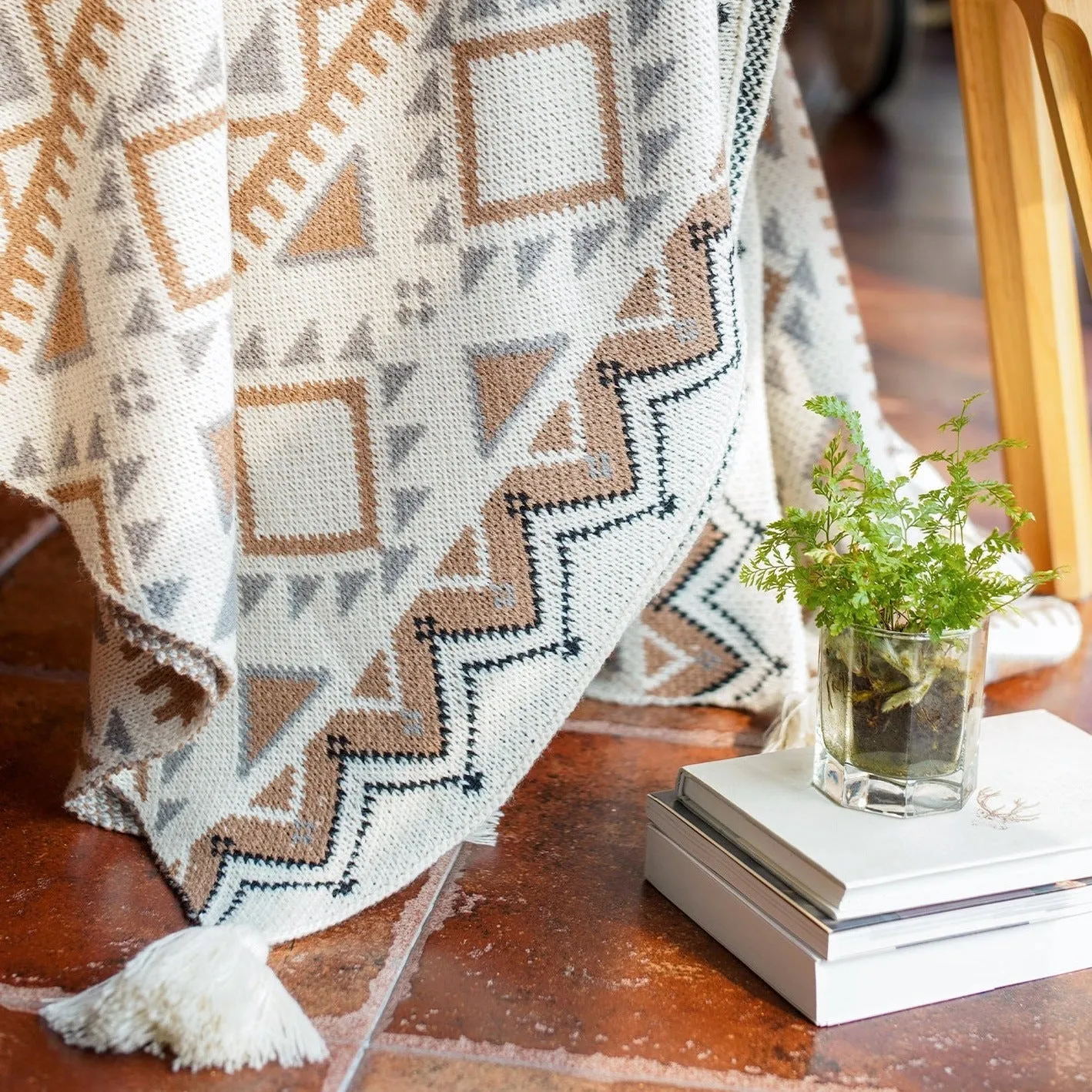Zella Sofa Blankets Bohemian Style Cotton Knitted Blanket